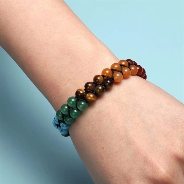 Wholesale Bohemian Turquoise Crystal Double-Layered Hand-Woven Rope Bracelet