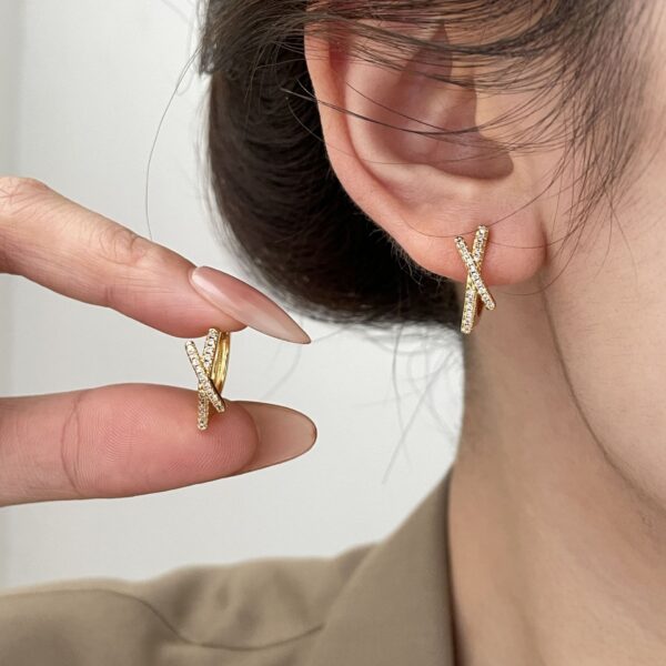 Wholesale Zircon Cross Earrings, Niche Design,