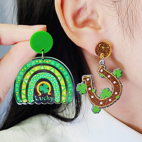 Wholesale St. Patrick's shamrock hat-shaped letter earrings