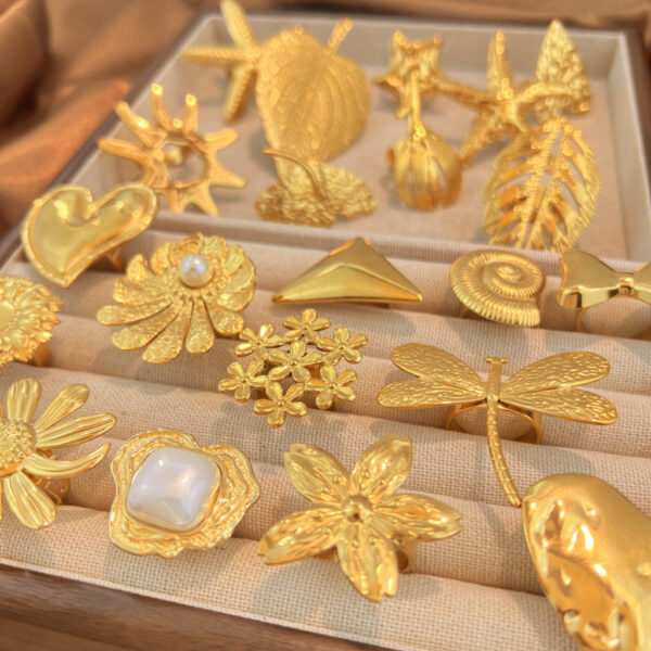 Wholesale Flower Leaf Starfish Stainless Steel Ring for Women