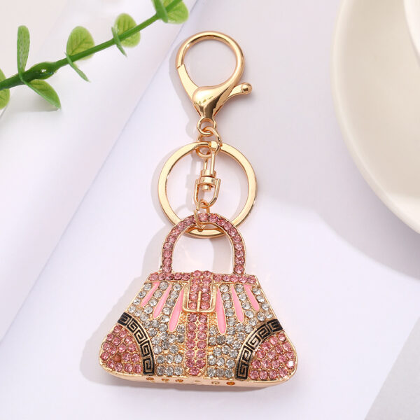 Wholesale Colorful handbag with rhinestone metal keychain