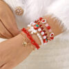 Wholesale Cute Heart Strawberry Cherry Creative Matchinging Bracelet