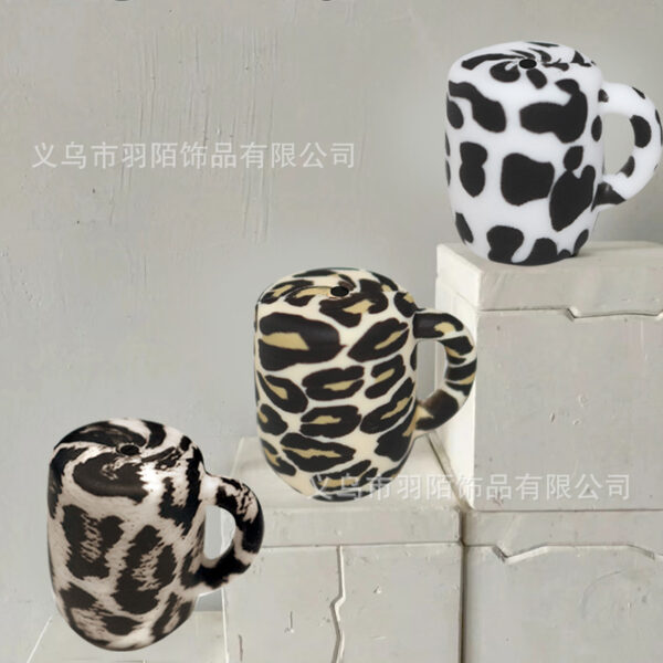 Wholesale 10PCS Leopard Print Water Cup Silicone Beads