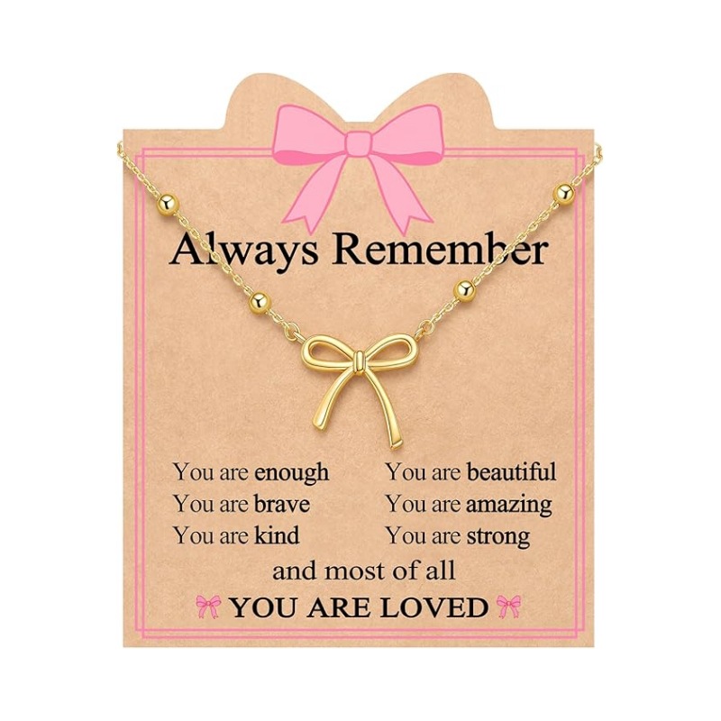 Wholesale Golden creative bow pendant stainless steel necklace