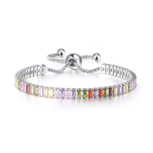 2*4mm white gold rectangular colored stone