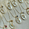 Wholesale December floral oval shell pendant collarbone chain