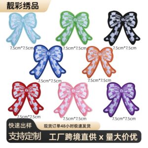 Wholesale Multi color bow grid series embroidery DIY Patches