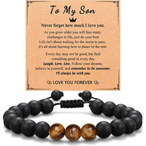 Son card + tiger eye black matte bracelet