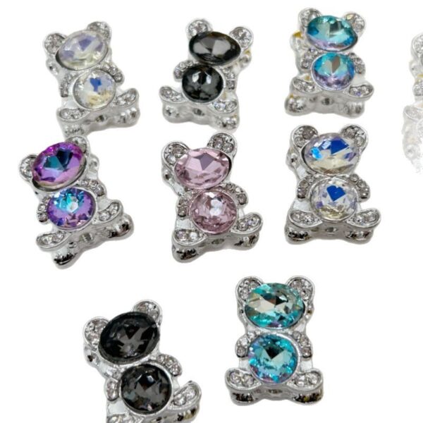 Wholesale 10pcs alloy double-sided teddy bear beads