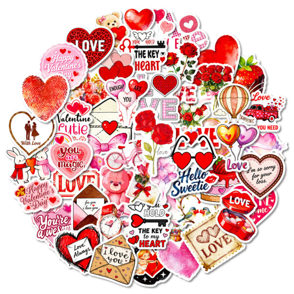 Wholesale 56pcs Pink Valentine's Day Themed Stickers