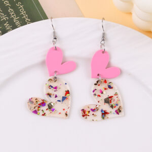 Pink glitter two hearts