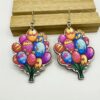 Wholesale Easter Flower Basket Rabbit Printed Easter E Wooden Earrings