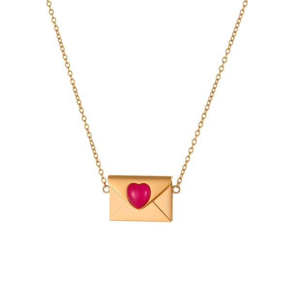 Wholesale Valentine's Day Natural Agate Heart-Shaped Envelope Pendant Necklace