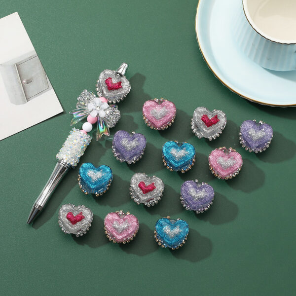 Wholesale 10pcs Resin Printing Bead Pen Bead Fans Love Beads