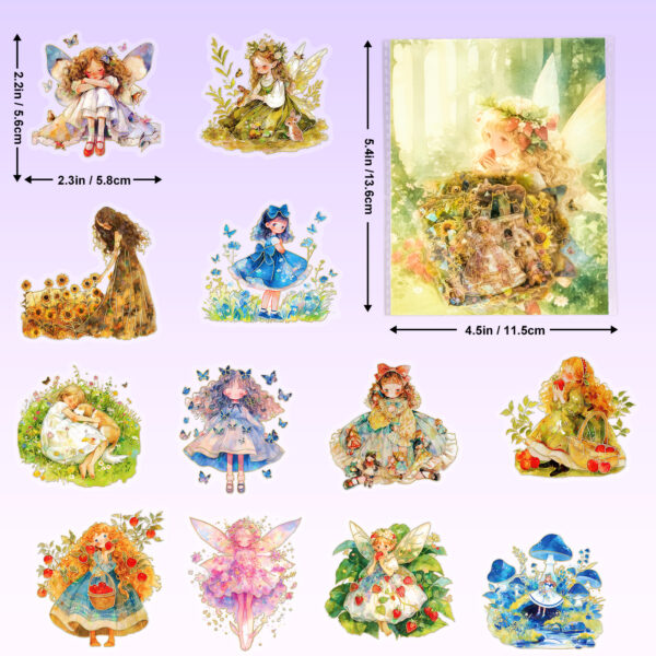 Wholesale 30 Fairy Tale Forest Stickers PET Material Gold Foil Transparent Waterproof Cartoon Stickers