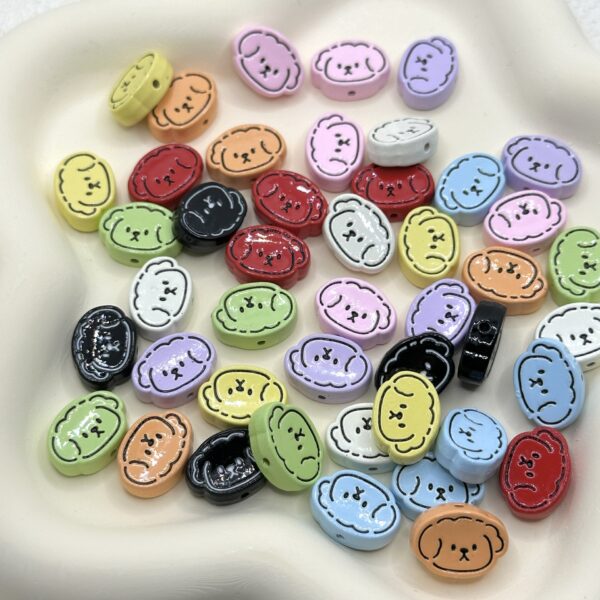 Wholesale Alloy paint color cartoon puppy head line puppy beaded diy beads