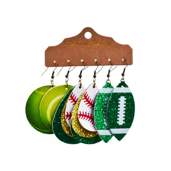 Wholesale Multi-Layered Leather Earrings Rugby Football Leather Earrings