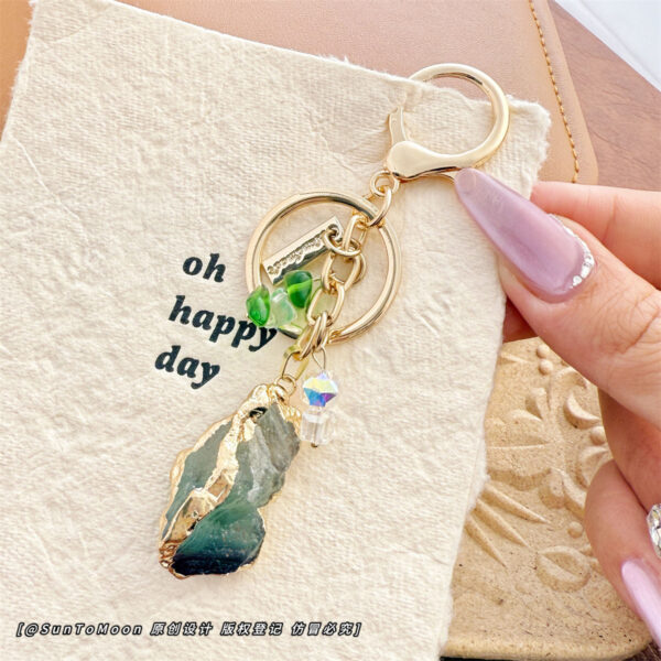 Wholesale Irregular Natural Pink Crystal Alien Lucky Crystal Keychain