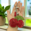 Wholesale Creative Rhinestone Cherry Keychain Pendant