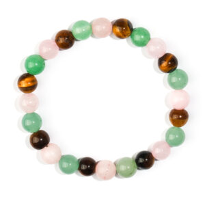 Rose quartz + tiger eye + green aventurine bracelet