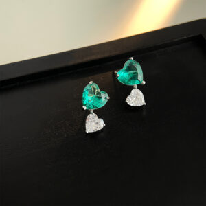 Color block double love zircon