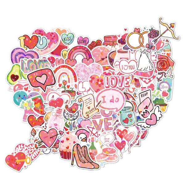 Wholesale 100pcs Love Pink Vinyl Waterproof Valentine's Day Sticker