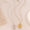 Wholesale Stainless steel embossed peach heart frame box necklace