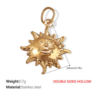 Pj271g double-sided hollow gold pendant