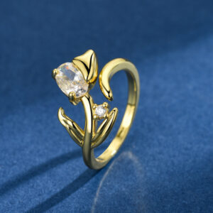 Wholesale Copper zircon flower open ring