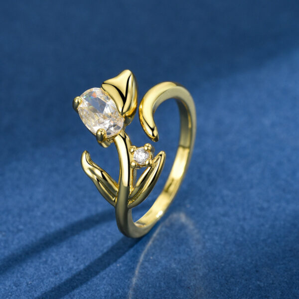 Wholesale Copper zircon flower open ring