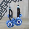Wholesale Ethnic Style Dali Tie-Dye Style Blue-Dyed Fabric Handmade Earrings