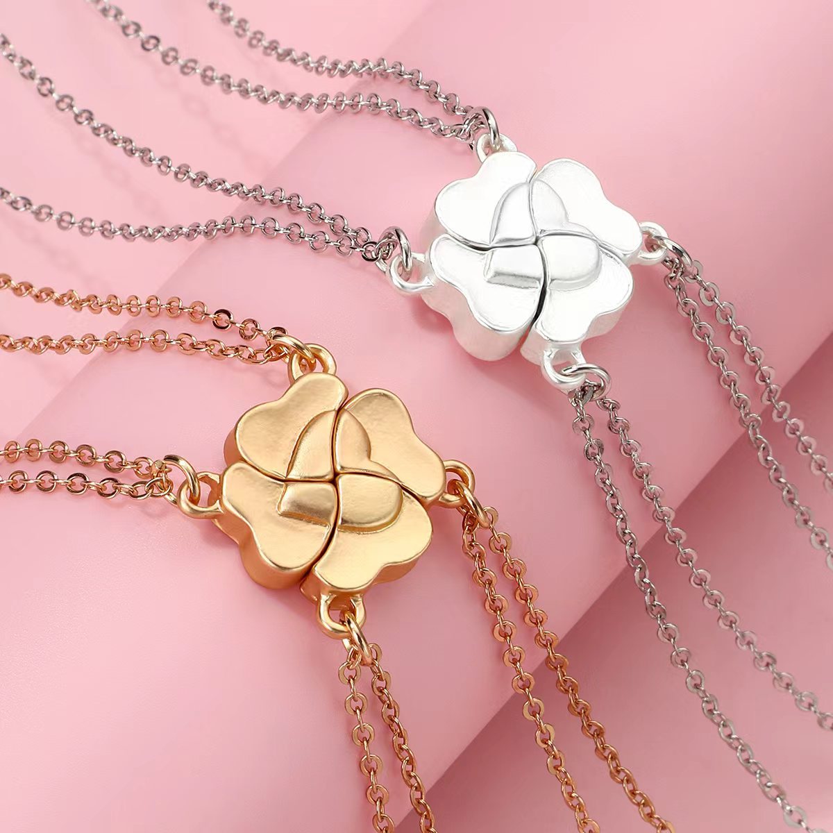 Wholesale four-leaf clover ing necklace parent-child set good friend 4 person combination necklace