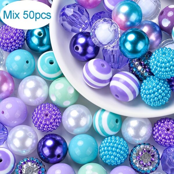 Wholesale 50pcs 20mm mixed style of yellow, green, purple and pink Acrylic Beads