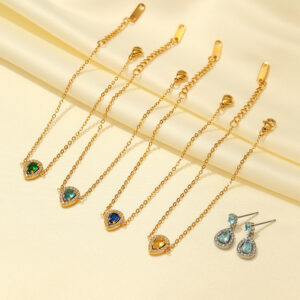 Wholesale Colored zircon water droplet shaped diamond encrusted bracelet