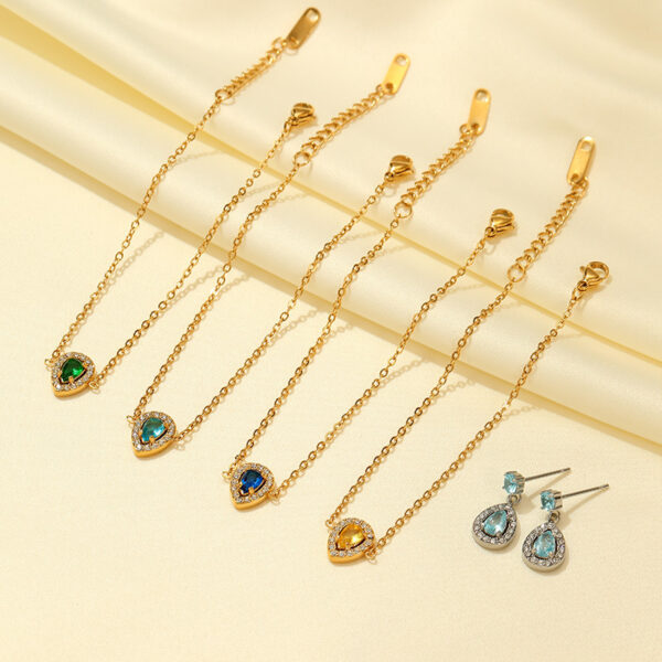 Wholesale Colored zircon water droplet shaped diamond encrusted bracelet