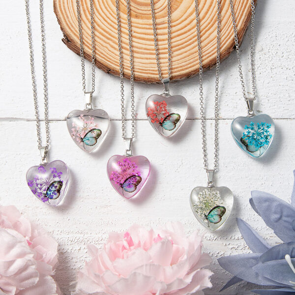 Wholesale Colorful Eternal Flower Butterfly Necklace