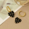 Wholesale Black heart-shaped pearl earrings