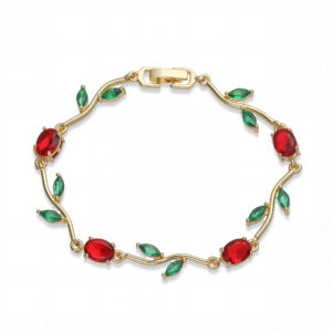 Gold red and green diamond tulip bracelet