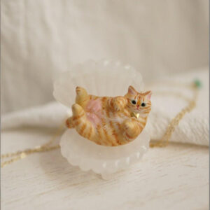 Orange cat necklace