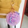 Wholesale Colorful ip Glue Letter Pendant Light Purple Hairball Keychain