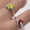 O1CN01wejZPy1eElwnKCrGd_2218382003840-0-cib Wholesale Apple and Snake Niche Design Sweet and Cool Cute Resin Ring Fashionable High-End Non-Fading Open Ring for Women