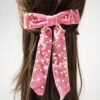 Wholesale Velvet fabric multi-layer bow inlaid with heart-shaped pearl hair clip