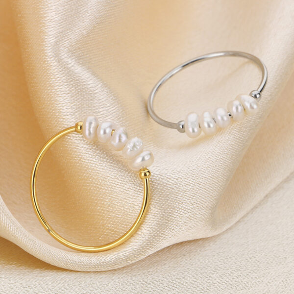 Wholesale Freshwater pearl titanium steel circular thin ring