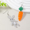Wholesale Easter Cute Asymmetrical Rabbit Carrot Earrings