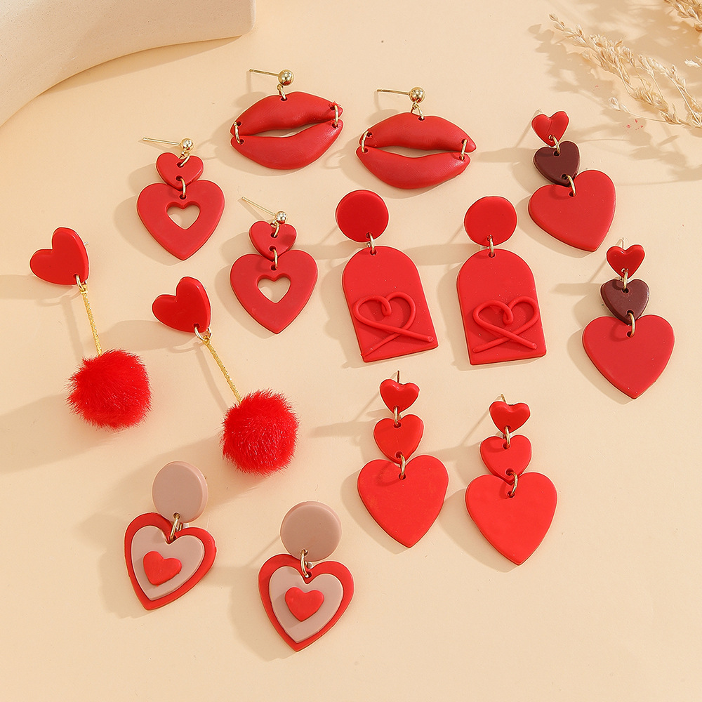 Wholesale Valentine's Day Soft Ceramic Romantic Love Earrings