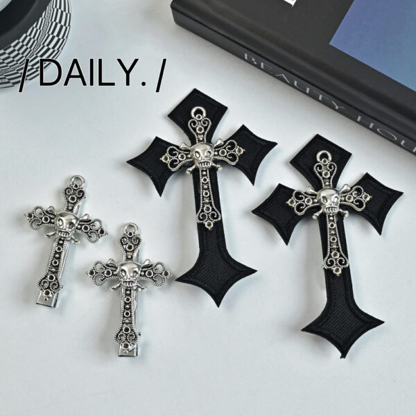Wholesale Y2K Hairpin Skull Alloy Cross Hairpin Sweet Cool Side Clip Lolita Accessories
