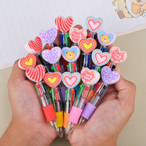 Wholesale Valentine's Day gift heart-shaped four-color cartoon colored pen