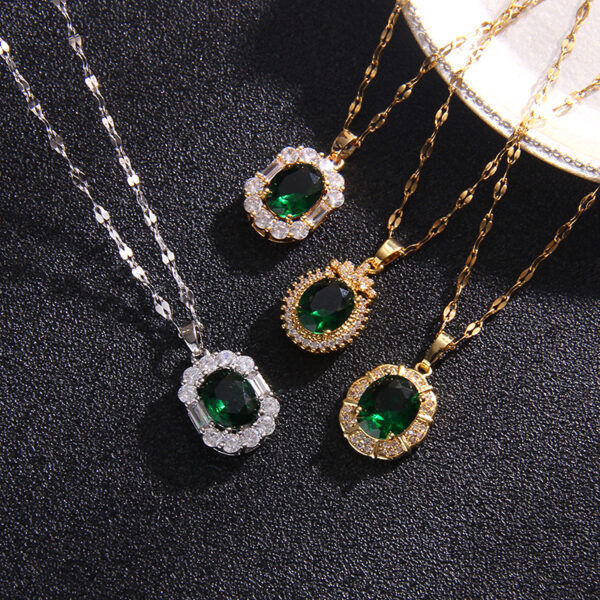 Wholesale Titanium steel necklace female zircon water drop pendant niche design jewelry