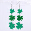 Wholesale Shamrock St. Patrick Glitter Lucky Grass Earrings