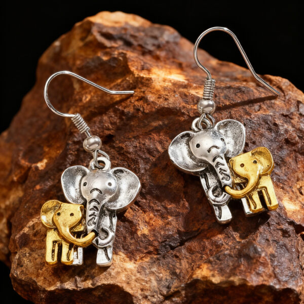 Wholesale Elephant Mother and Baby Creative Animal Earrings Women Mother's Day